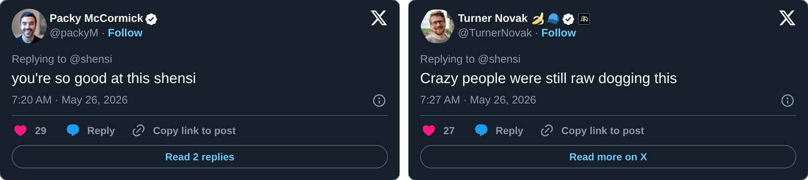 Two of the replies we pushed further during the stall.